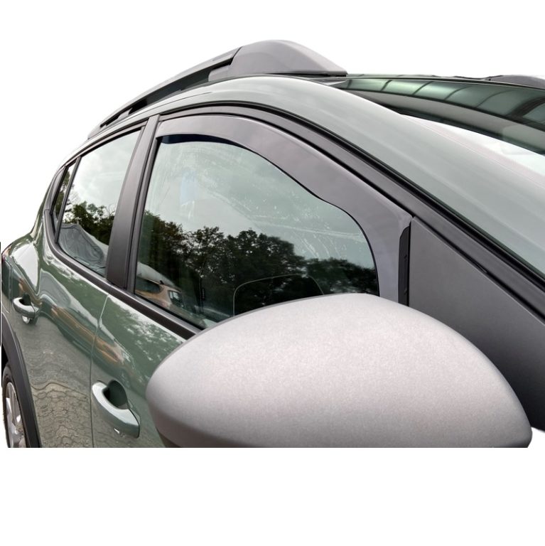 Windabweiser Regenabweiser 2x Satz vorne für Dacia Sandero III Bj. ab 2020, transparent dunkel-grau getönten Acrylglas